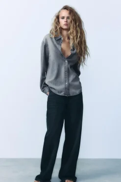 Clearance CAMISA DENIM TRF Mujer Camisas / Blusas