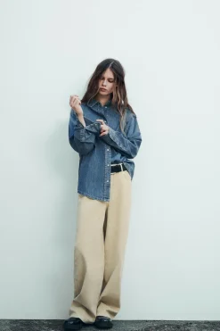 New CAMISA DENIM TRF Mujer Camisas / Blusas