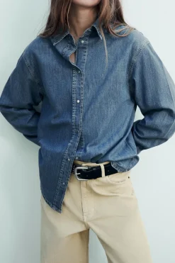 New CAMISA DENIM TRF Mujer Camisas / Blusas