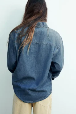 New CAMISA DENIM TRF Mujer Camisas / Blusas