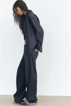 Best CAMISA DENIM TRF ABERTURA Mujer Camisas / Blusas