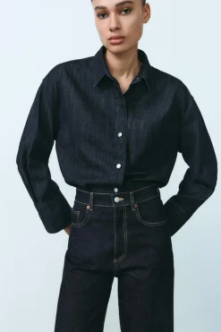 Outlet CAMISA DENIM TRF BOLSILLO Mujer Camisas / Blusas