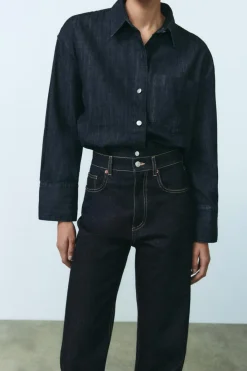 Outlet CAMISA DENIM TRF BOLSILLO Mujer Camisas / Blusas