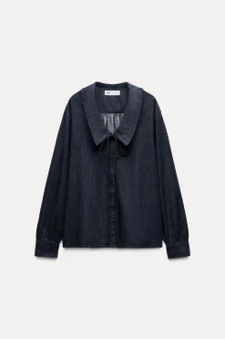 Sale CAMISA DENIM TRF CUELLO BOBO Mujer Camisas / Blusas