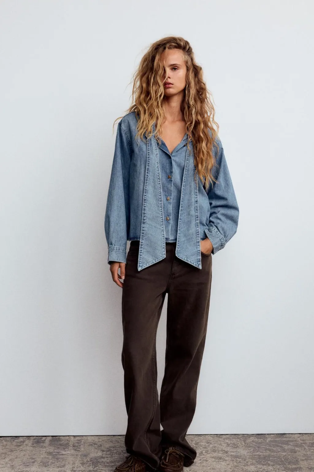 Hot CAMISA DENIM TRF LAZO Mujer Camisas / Blusas