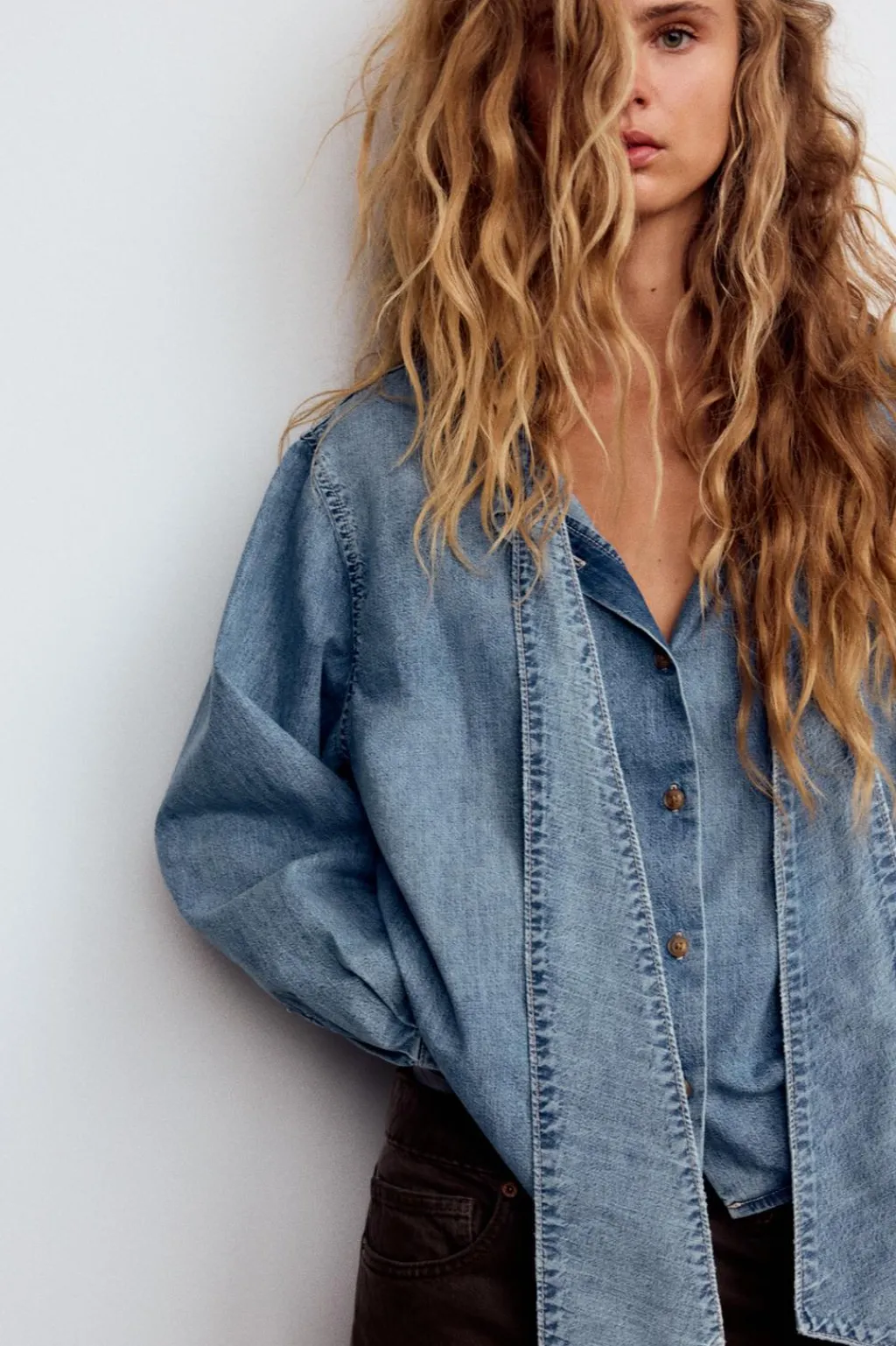 Hot CAMISA DENIM TRF LAZO Mujer Camisas / Blusas