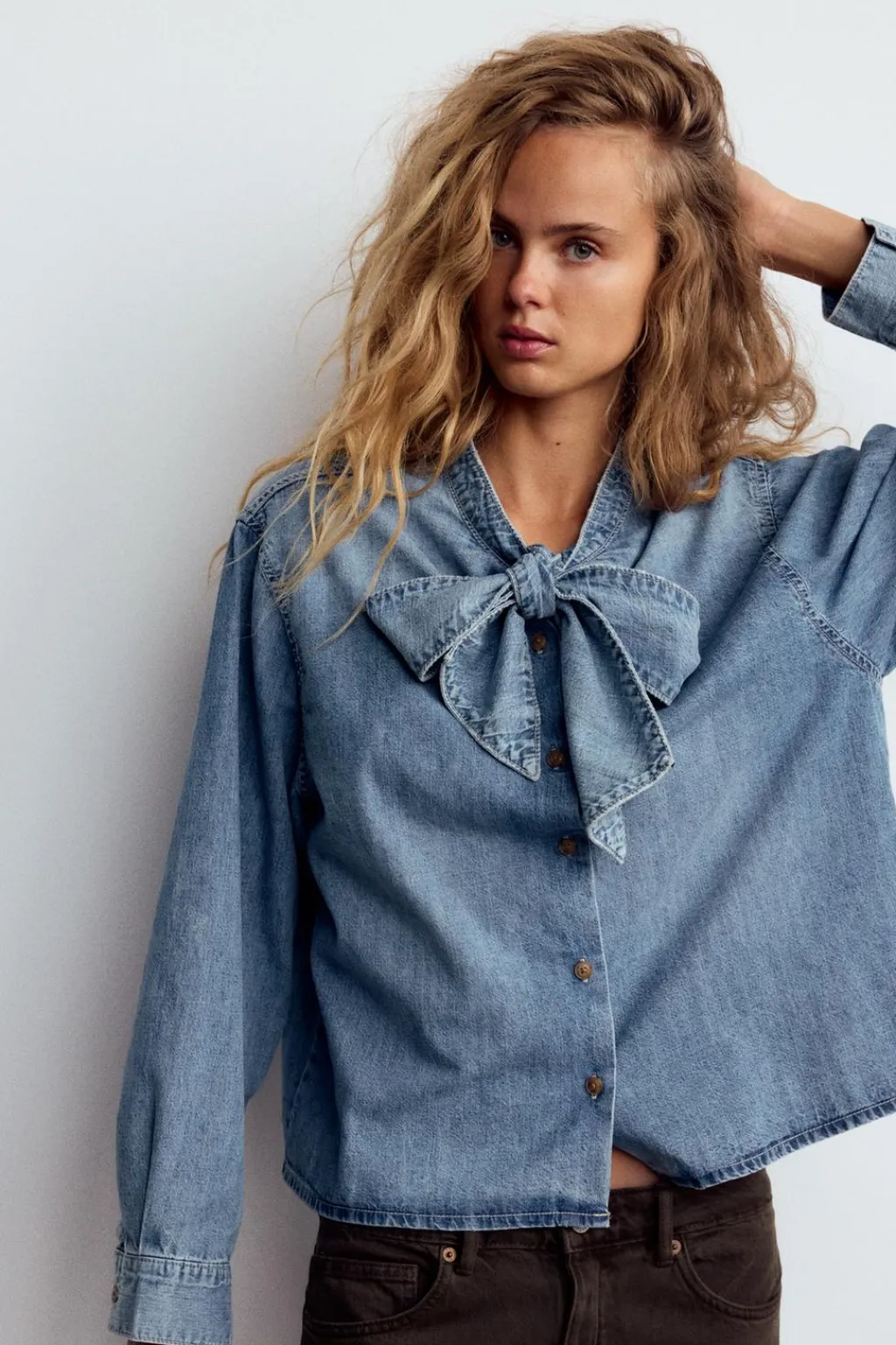 Hot CAMISA DENIM TRF LAZO Mujer Camisas / Blusas