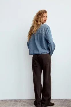 Hot CAMISA DENIM TRF LAZO Mujer Camisas / Blusas