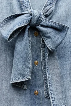 Hot CAMISA DENIM TRF LAZO Mujer Camisas / Blusas