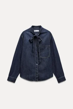 Clearance CAMISA DENIM TRF LAZO Mujer Camisas / Blusas