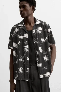 Online CAMISA ELÁSTICA ESTAMPADO ABSTRACTO Hombre Camisas