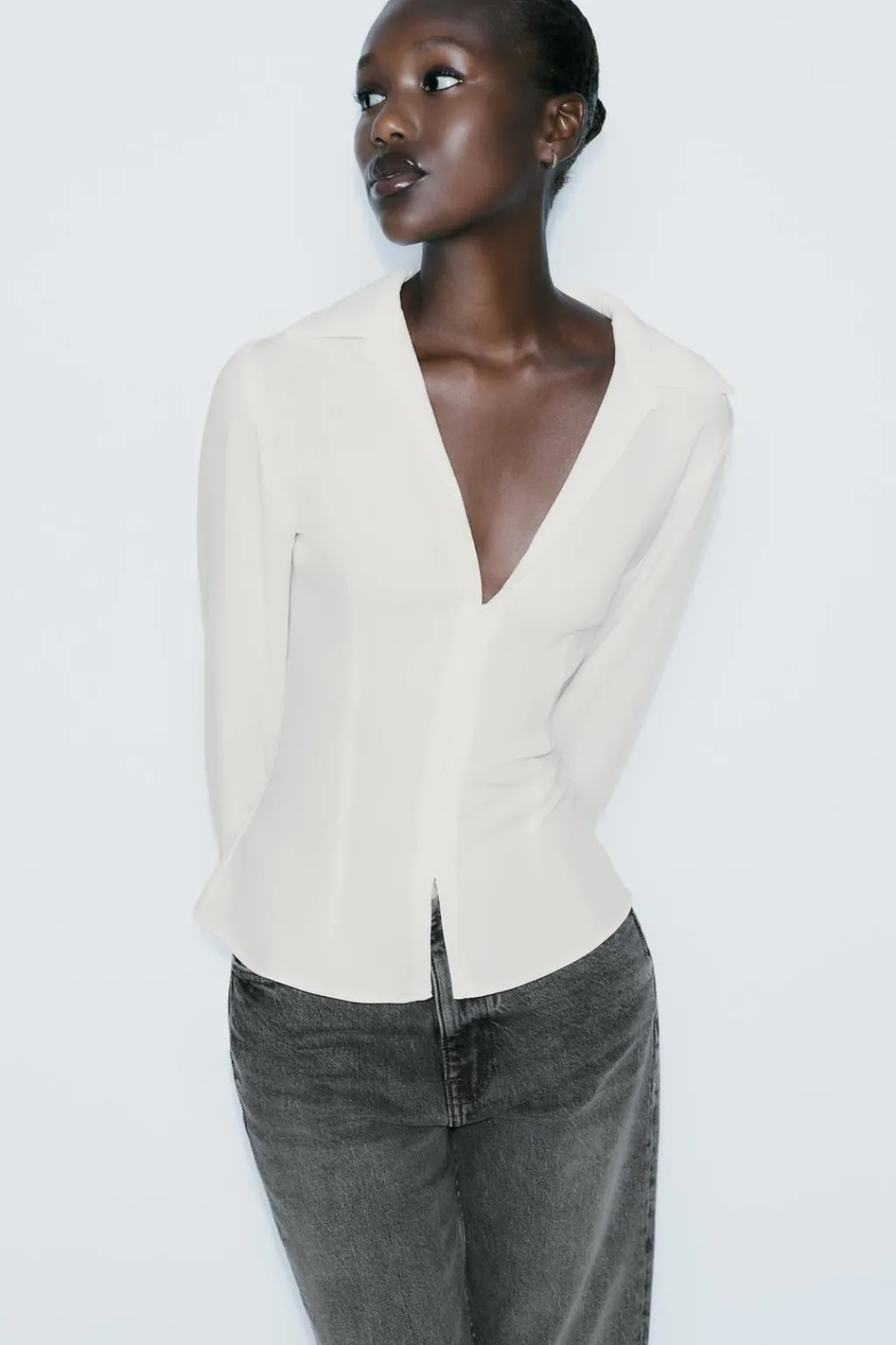 Online CAMISA ENTALLADA CORCHETES OCULTOS Mujer Camisas / Blusas