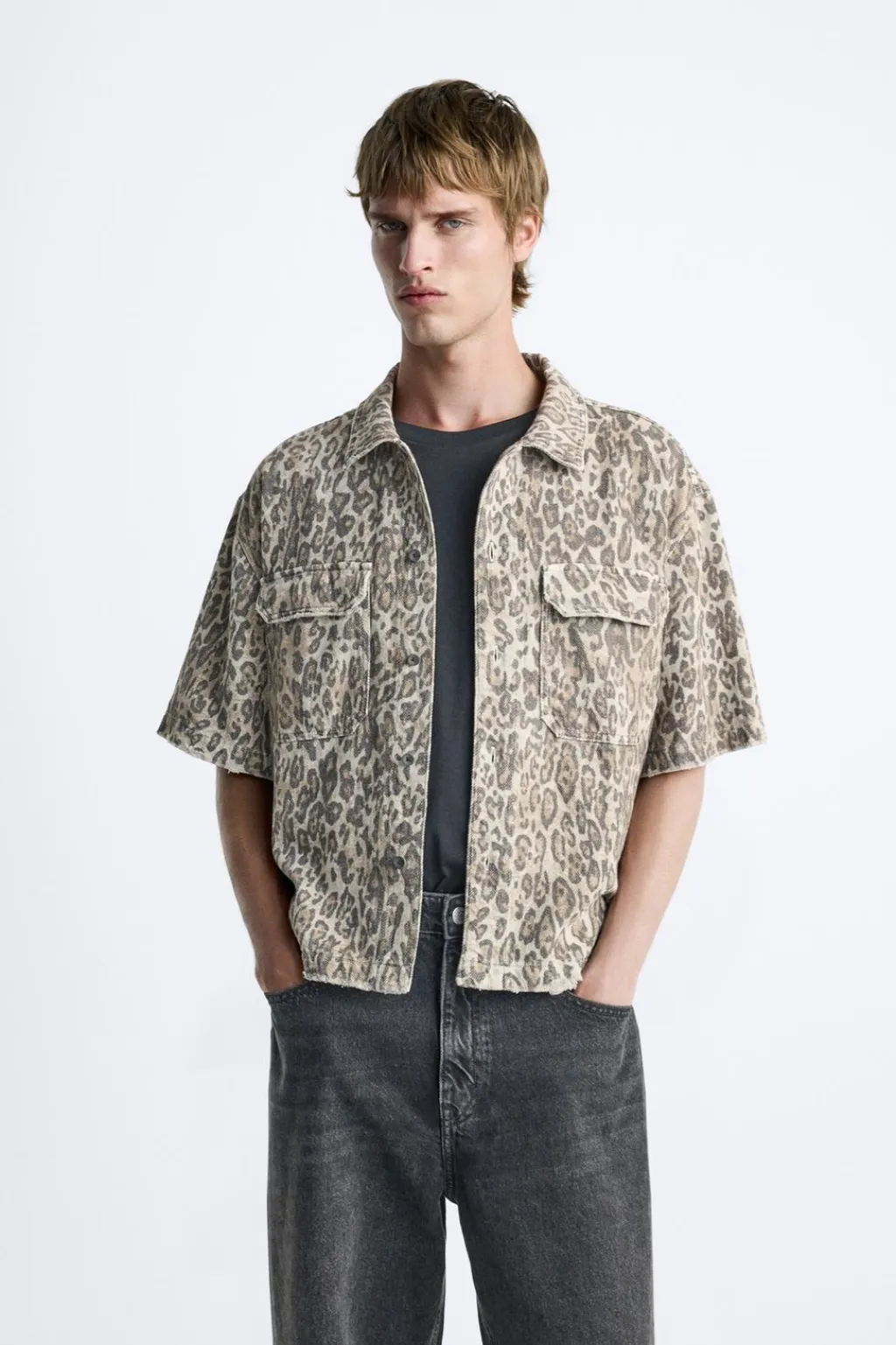 Hot CAMISA ESTAMPADO ANIMAL Hombre Camisas