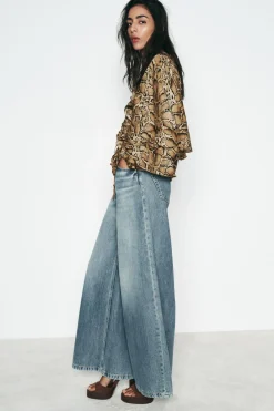 New CAMISA ESTAMPADO ANIMAL VOLANTES Mujer Camisas / Blusas