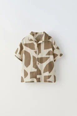 Niños ZARA 1½ - 6 Años·Camisas / Sobrecamisas<CAMISA ESTAMPADO CON LINO