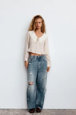 Online CAMISA ESTRUCTURA CUELLO BOBO Mujer Camisas / Blusas