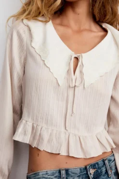 Online CAMISA ESTRUCTURA CUELLO BOBO Mujer Camisas / Blusas