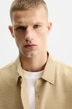 New CAMISA ESTRUCTURA MEZCLA VISCOSA Hombre Camisas