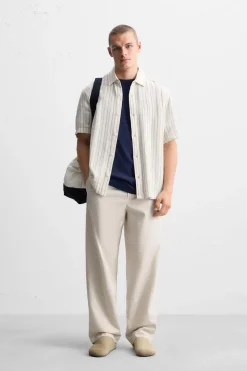 New CAMISA ESTRUCTURA RAYAS Hombre Camisas