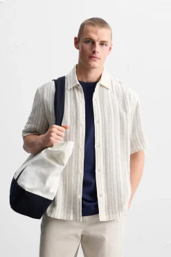 New CAMISA ESTRUCTURA RAYAS Hombre Camisas