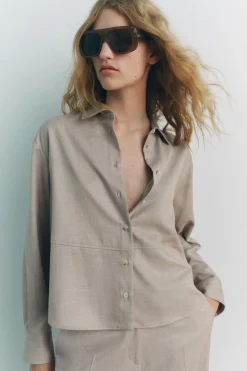 Sale CAMISA FLUIDA PESPUNTE MARCADO Mujer Camisas / Blusas