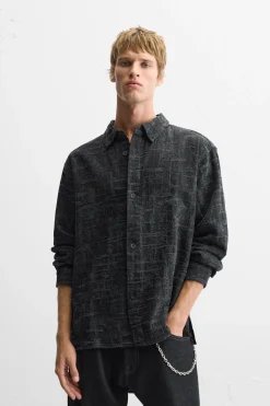 Hot CAMISA JACQUARD OVERDYED Hombre Camisas