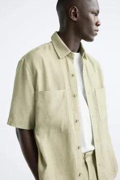 Discount CAMISA LAVADA LYOCELL - LINO Hombre Camisas