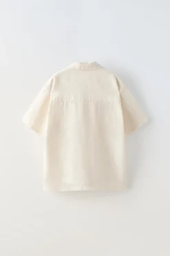 Niños ZARA 6 - 14 Años·Camisas / Sobrecamisas<CAMISA LINO BOLSILLOS