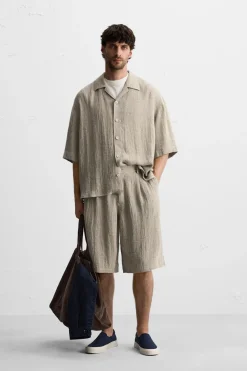 Sale CAMISA OVERSIZE FIT 100% LINO Hombre Camisas