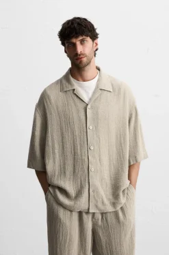 Sale CAMISA OVERSIZE FIT 100% LINO Hombre Camisas