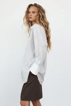 Best CAMISA OVERSIZE POPELÍN RAYAS PUÑO EXTRAÍBLE Mujer Camisas / Blusas