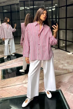 Online CAMISA OVERSIZE RAYAS Mujer Camisas / Blusas