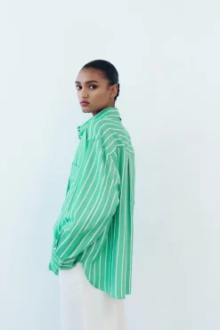 Online CAMISA OVERSIZE RAYAS POPELÍN Mujer Camisas / Blusas