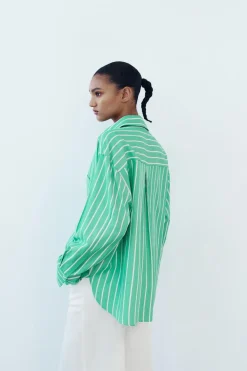 Online CAMISA OVERSIZE RAYAS POPELÍN Mujer Camisas / Blusas