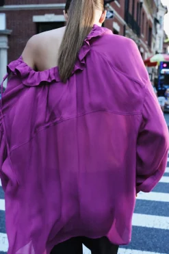 Discount CAMISA OVERSIZE VOLANTE ZW COLLECTION Mujer Camisas / Blusas