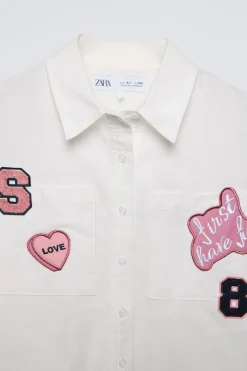 Niños ZARA 6 - 14 Años·Blusas / Camisas<CAMISA OXFORD PARCHES
