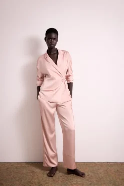 Clearance CAMISA PIJAMERA CRUZADA SATINADA Mujer Camisas / Blusas