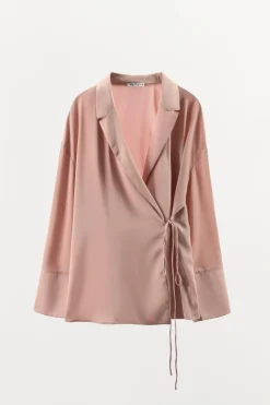 Clearance CAMISA PIJAMERA CRUZADA SATINADA Mujer Camisas / Blusas