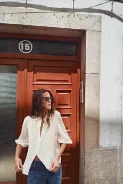 New CAMISA PLUMETI CUELLO BOBO Mujer Camisas / Blusas