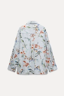 Hot CAMISA POPELÍN RAYAS PAJAROS Mujer Camisas / Blusas