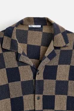 New CAMISA PUNTO CUADROS Hombre Camisas