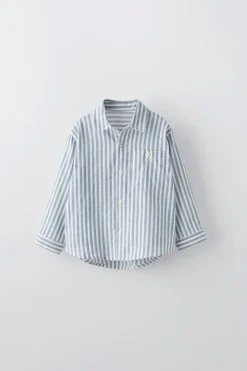 Niños ZARA 1½ - 6 Años·Camisas / Sobrecamisas<CAMISA RAYAS BOLSILLO