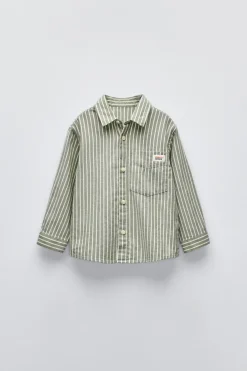 Niños ZARA 1½ - 6 Años·Camisas / Sobrecamisas<CAMISA RAYAS BOLSILLO
