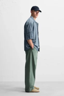 New CAMISA RAYAS BOLSILLOS Hombre Camisas