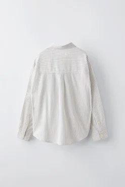Niños ZARA 6 - 14 Años·Camisas / Sobrecamisas<CAMISA RAYAS BORDADO