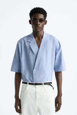 Fashion CAMISA RAYAS EFECTO ARRUGADO Hombre Camisas