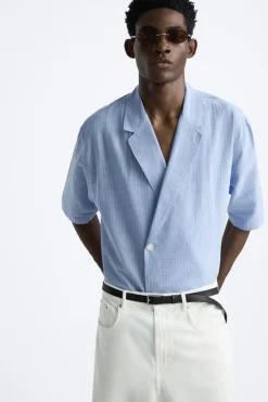 Fashion CAMISA RAYAS EFECTO ARRUGADO Hombre Camisas