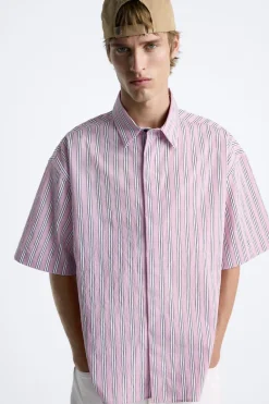 Hot CAMISA RAYAS ESTAMPADO CONTRASTE Hombre Camisas