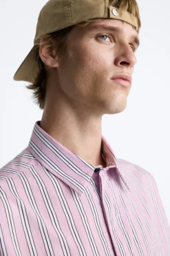 Hot CAMISA RAYAS ESTAMPADO CONTRASTE Hombre Camisas