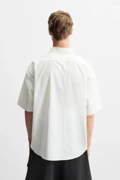 Sale CAMISA RAYAS ESTAMPADO PEGATINA Hombre Camisas